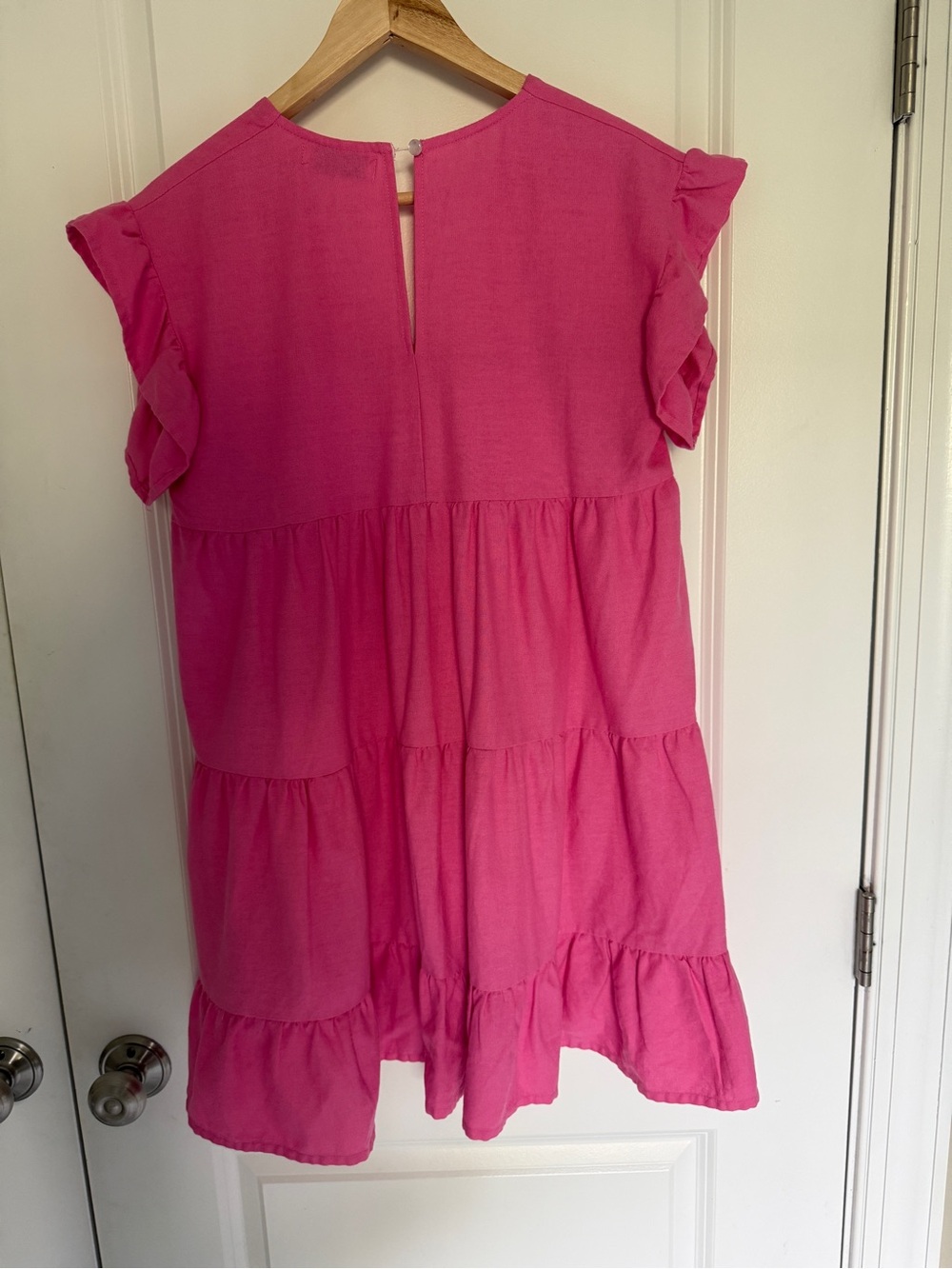 Petal & Pup Women’s Pink Linen Blend Tiered Ruffle Dress 6 - Picture 2 of 6